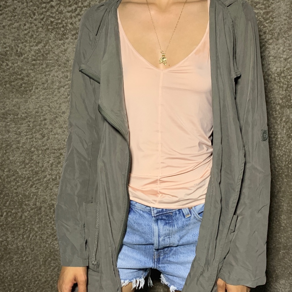 Hooded trench jacket.